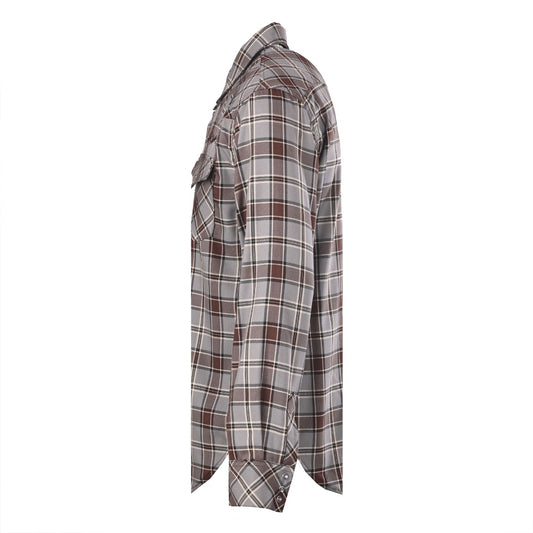 Acne Studios Grey Brown Plaid Western Long Sleeve Shirt
