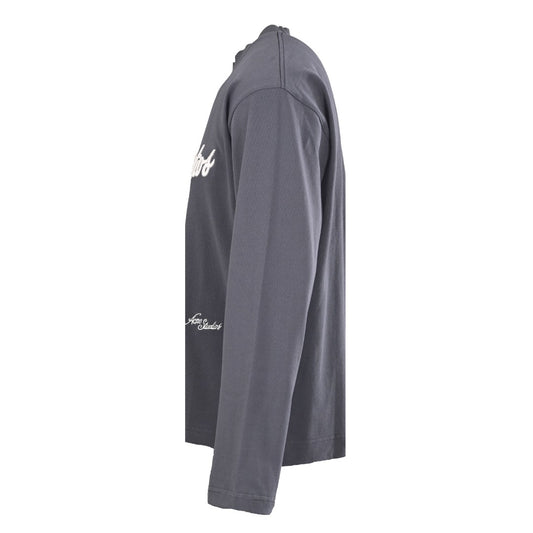 Acne Studios Dark Grey Logo Embroidered Long Sleeve Tee