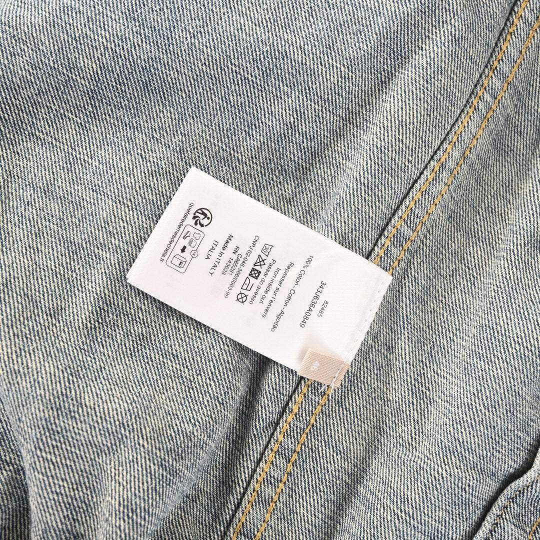 Dior Blue Washed Denim Zip Collared Jacket