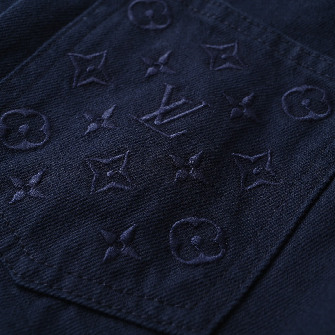 Louis Vuitton Dark Blue Monogram Embossed Denim Jacket
