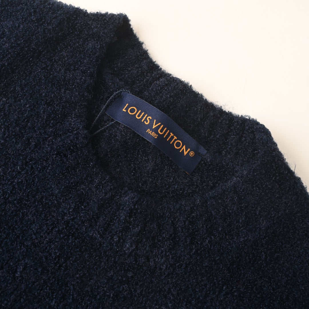 Louis Vuitton Navy Script Vuitton Logo Crew Neck Sweater