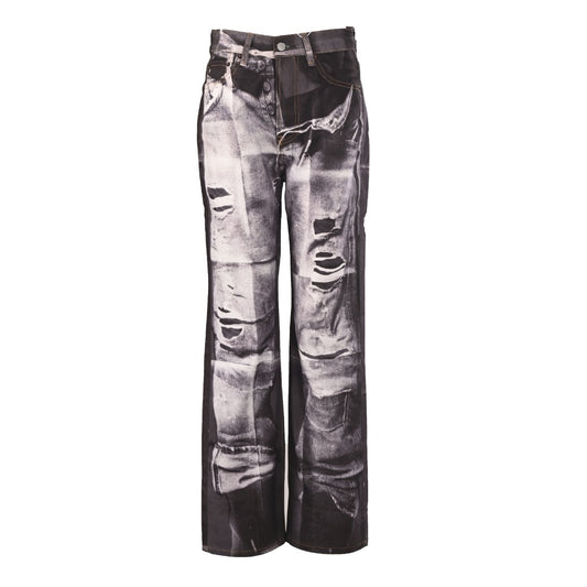 Acne Studios Black Grey Printed Flare Jeans