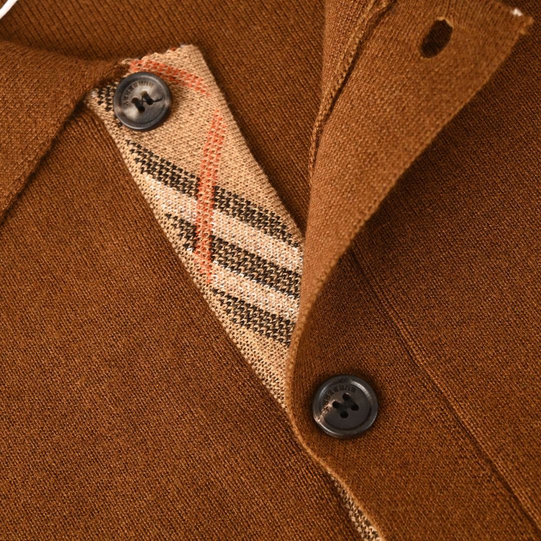 Burberry Brown Collared Button Knit Cardigan