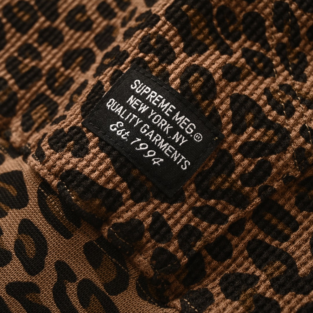 Supreme Leopard Print Waffle Full Zip Hooded Jacket
