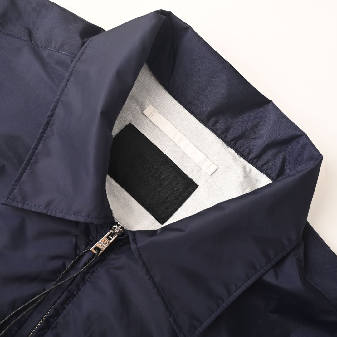 Prada Navy Nylon Zip Overshirt Jacket