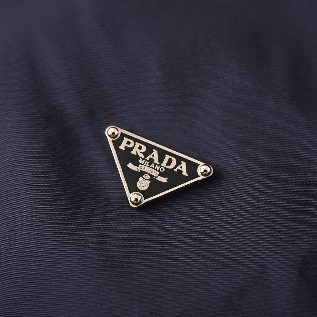 Prada Navy Nylon Zip Overshirt Jacket