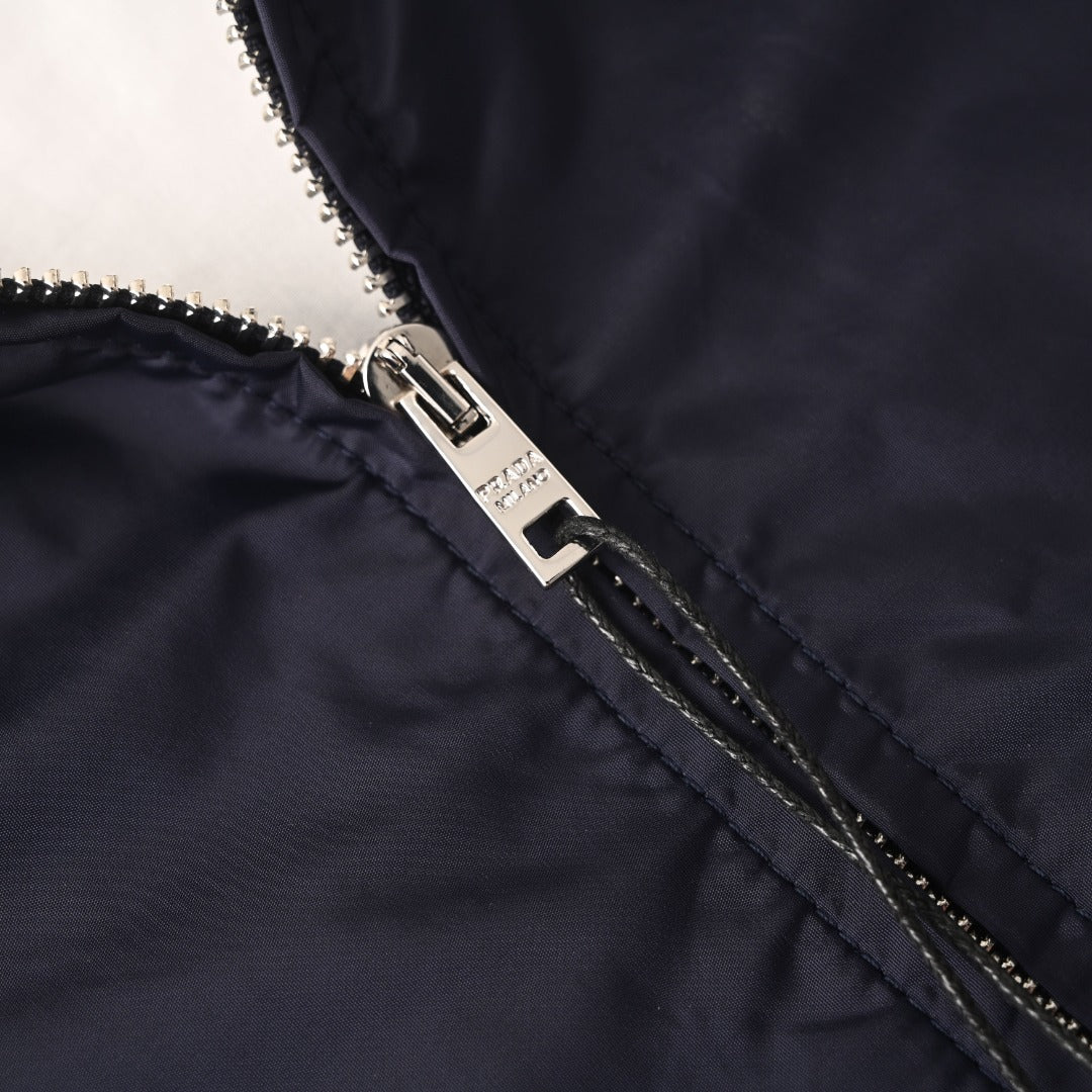 Prada Navy Nylon Zip Overshirt Jacket