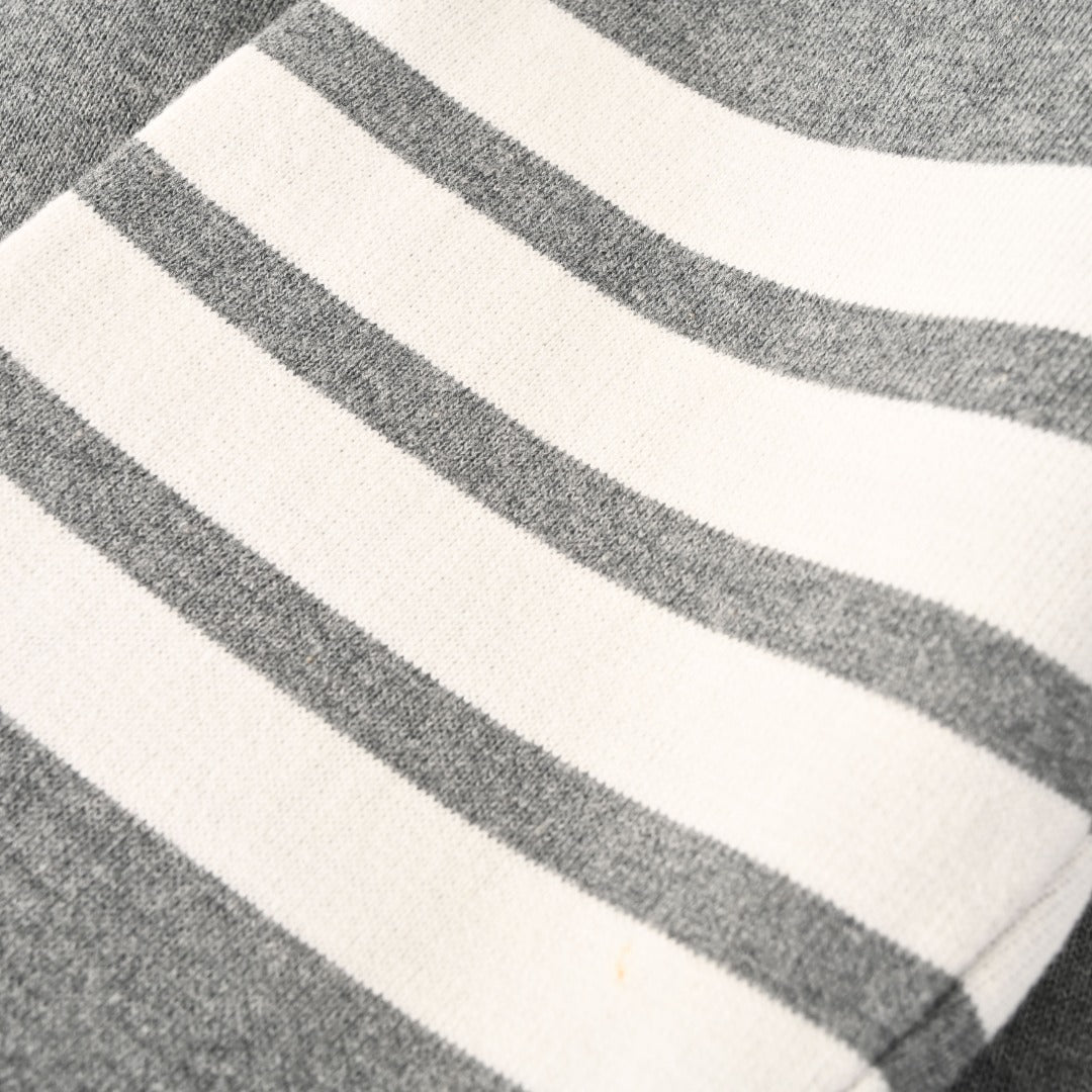 Thom Browne Grey White Patchwork 4-Bar Crew Neck Sweater