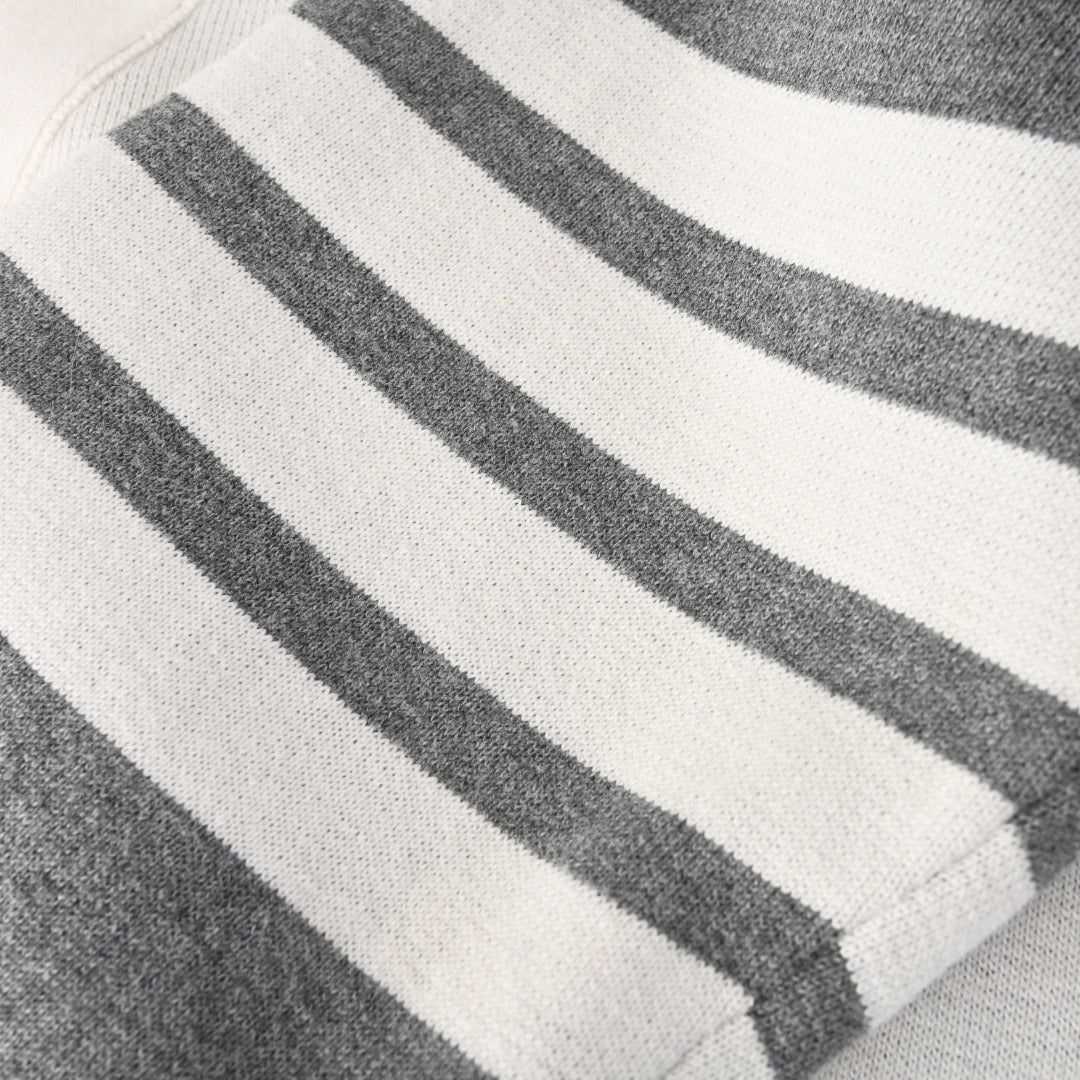 Thom Browne Grey White Patchwork 4-Bar V-Neck Cardigan