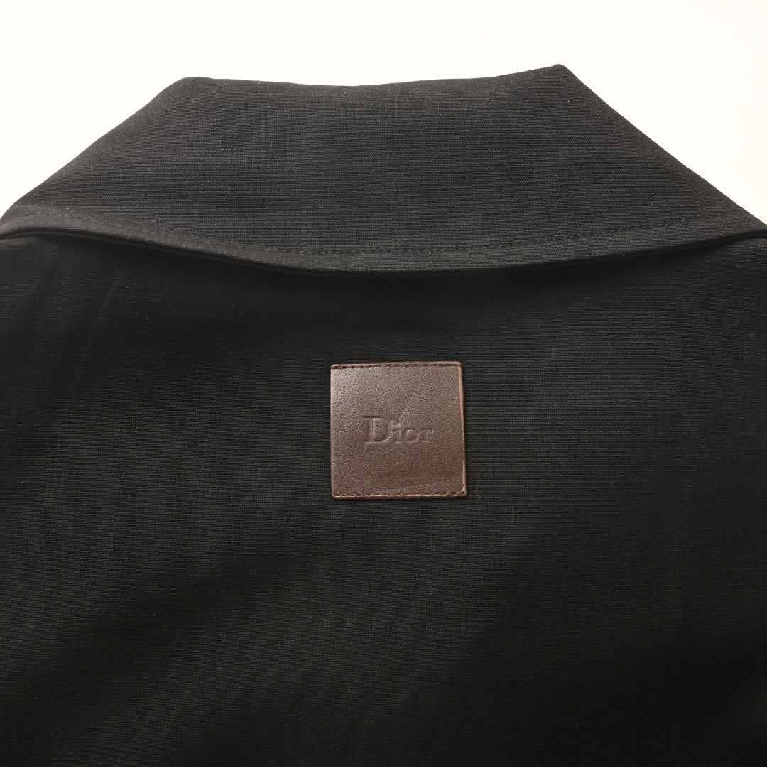 Dior Black Zip-Up Collared Jacket with D-Ring Buckle