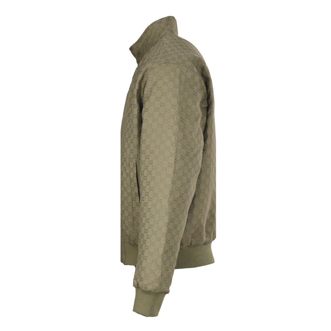 Gucci Olive GG Jacquard Bomber Jacket