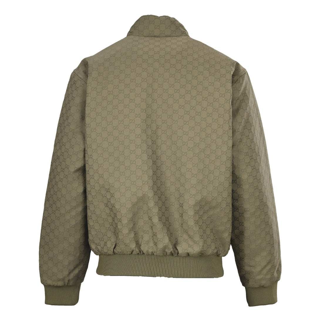 Gucci Olive GG Jacquard Bomber Jacket