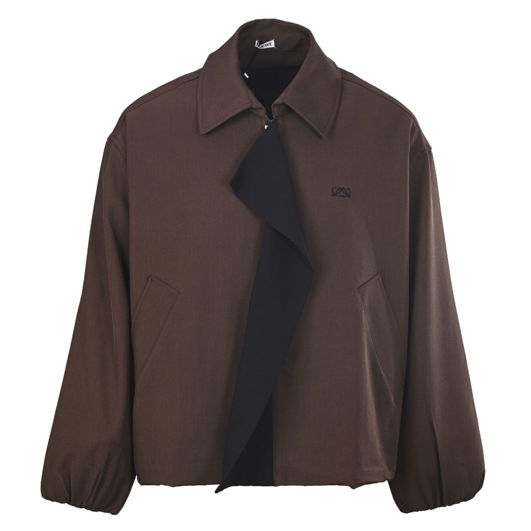 Loewe Brown Asymmetric Zip Anagram Jacket