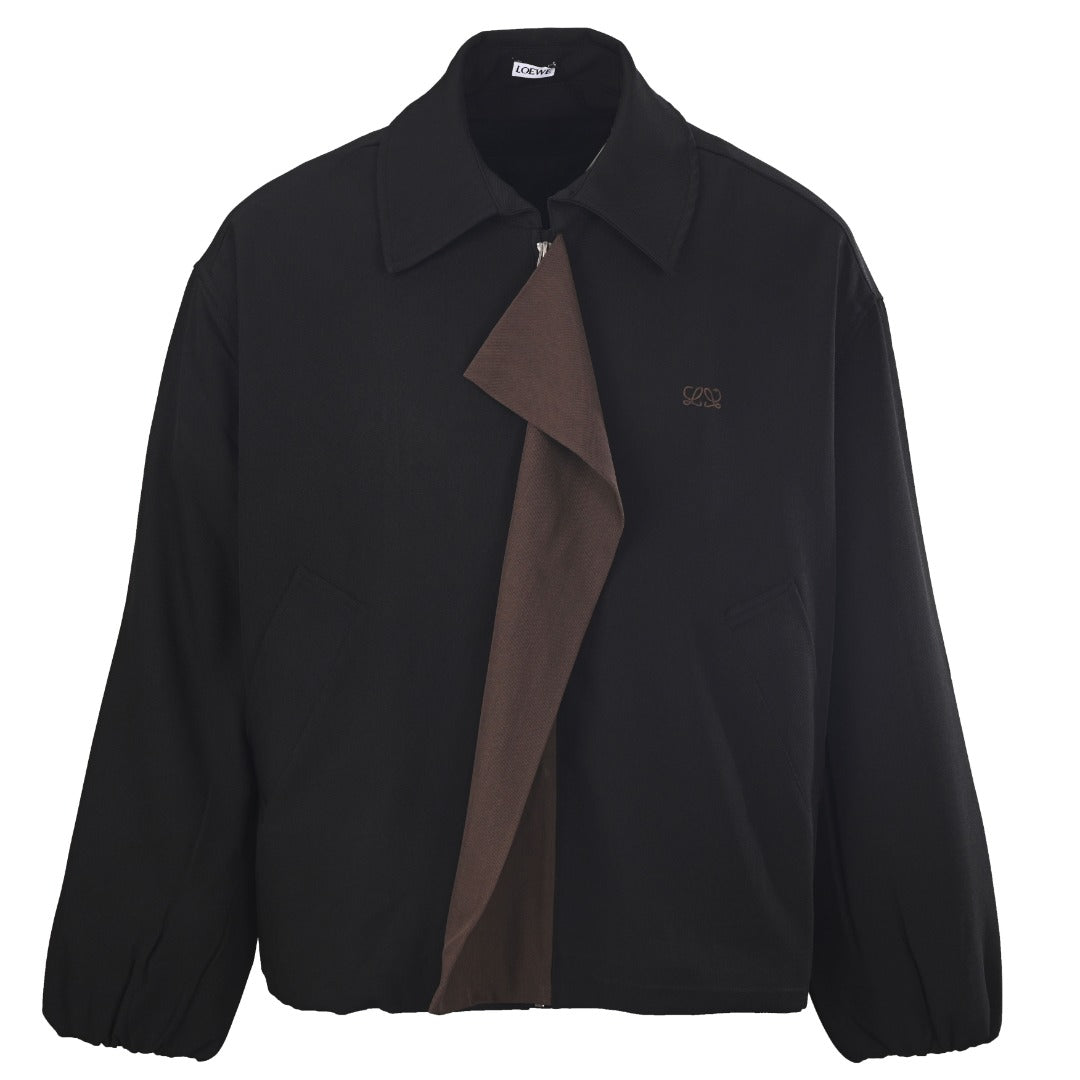 Loewe Black Asymmetric Zip Anagram Jacket
