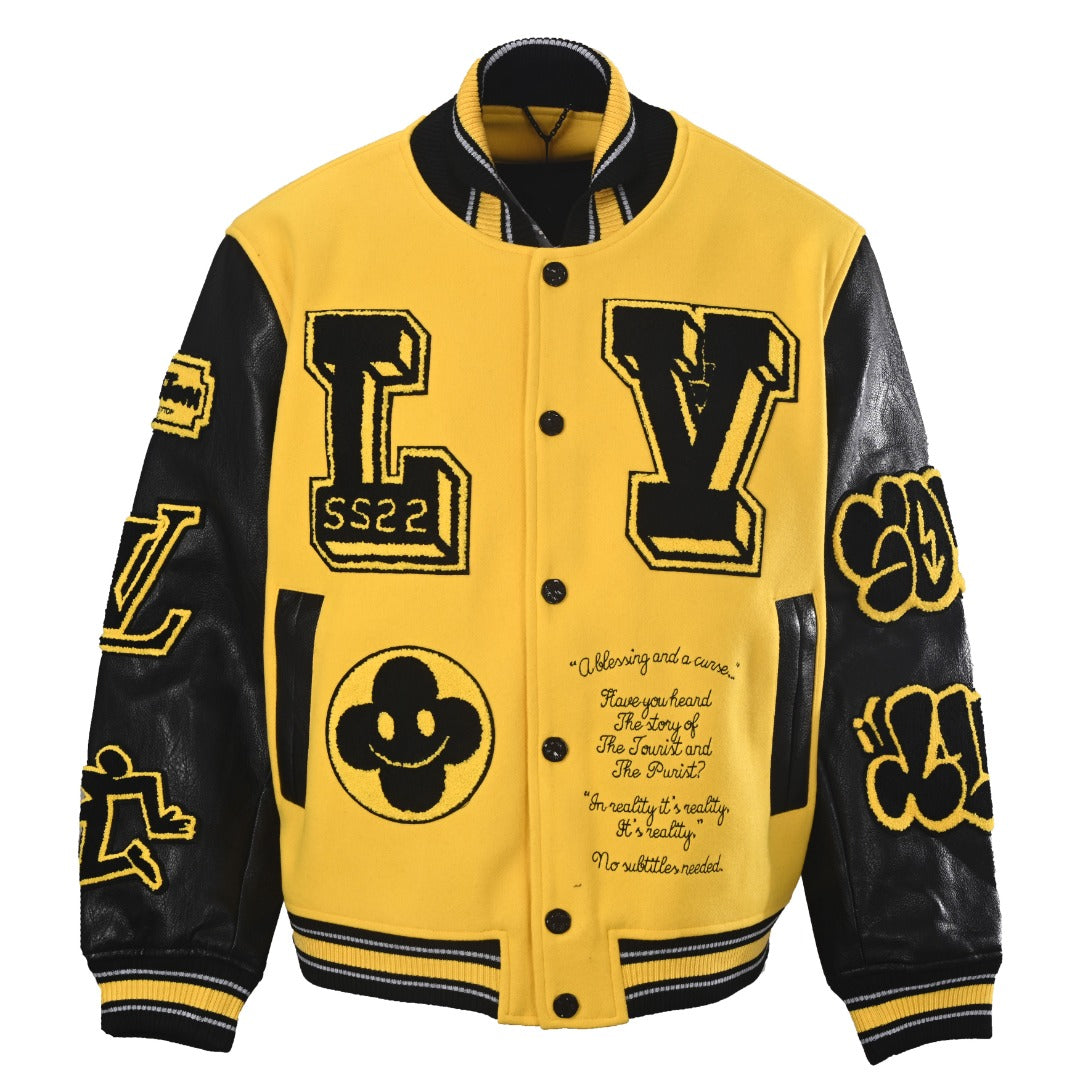 Louis Vuitton Yellow Panther Patch Varsity Jacket