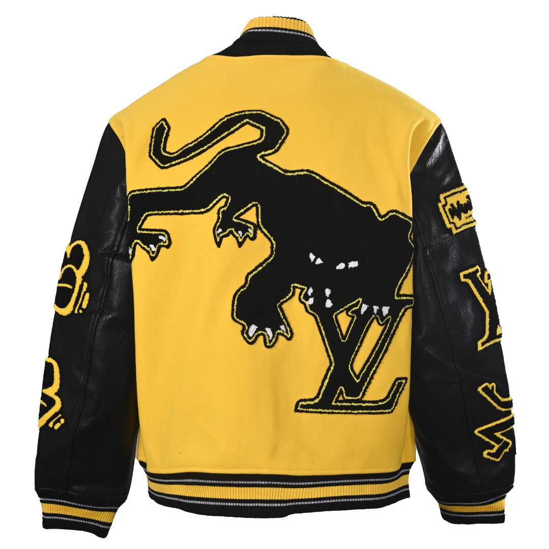 Louis Vuitton Yellow Panther Patch Varsity Jacket