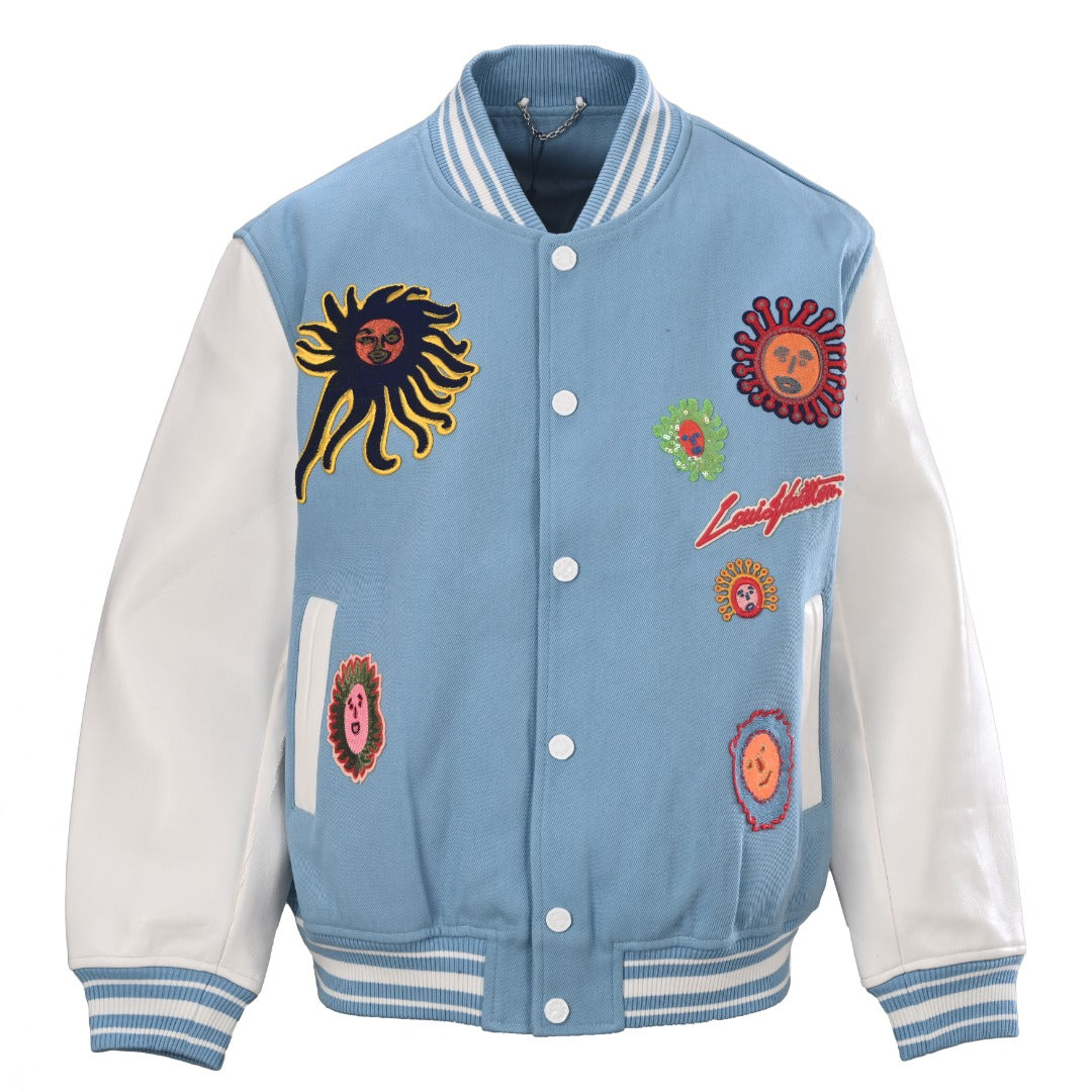 Louis Vuitton Light Blue Embroidered Varsity Jacket