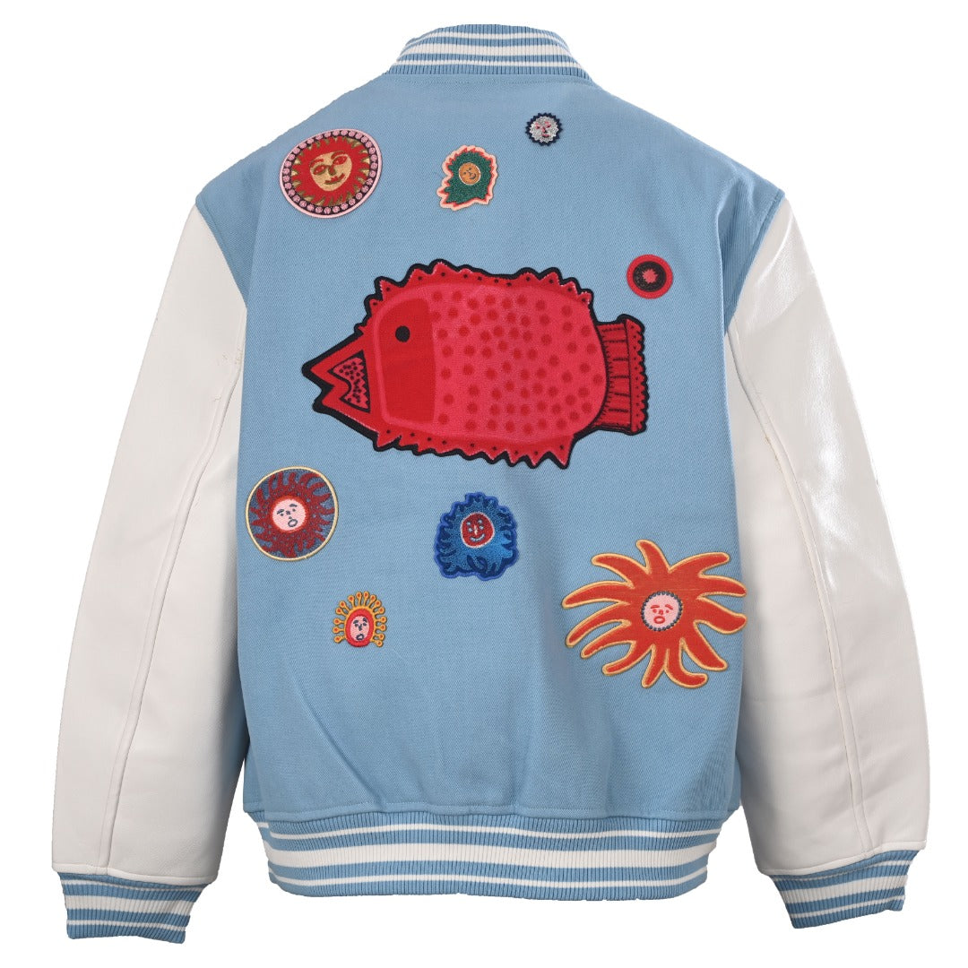 Louis Vuitton Light Blue Embroidered Varsity Jacket