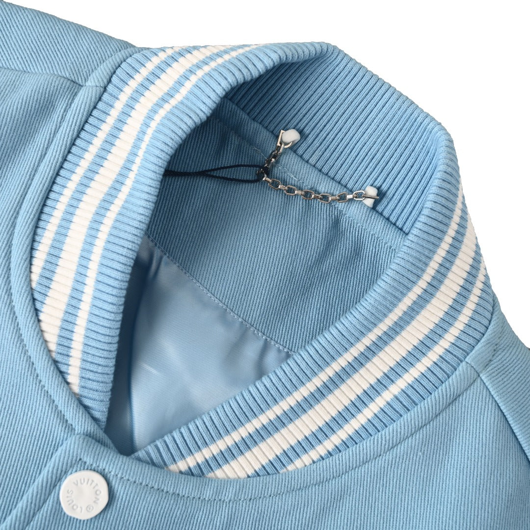Louis Vuitton Light Blue Embroidered Varsity Jacket
